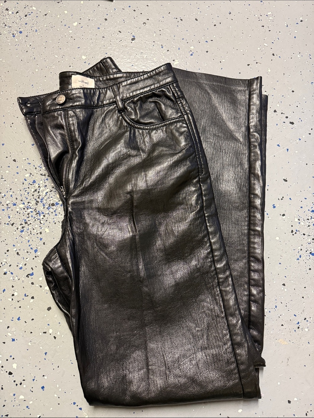 Wilfred Black Faux Leather Skirt with Stitch Detailing